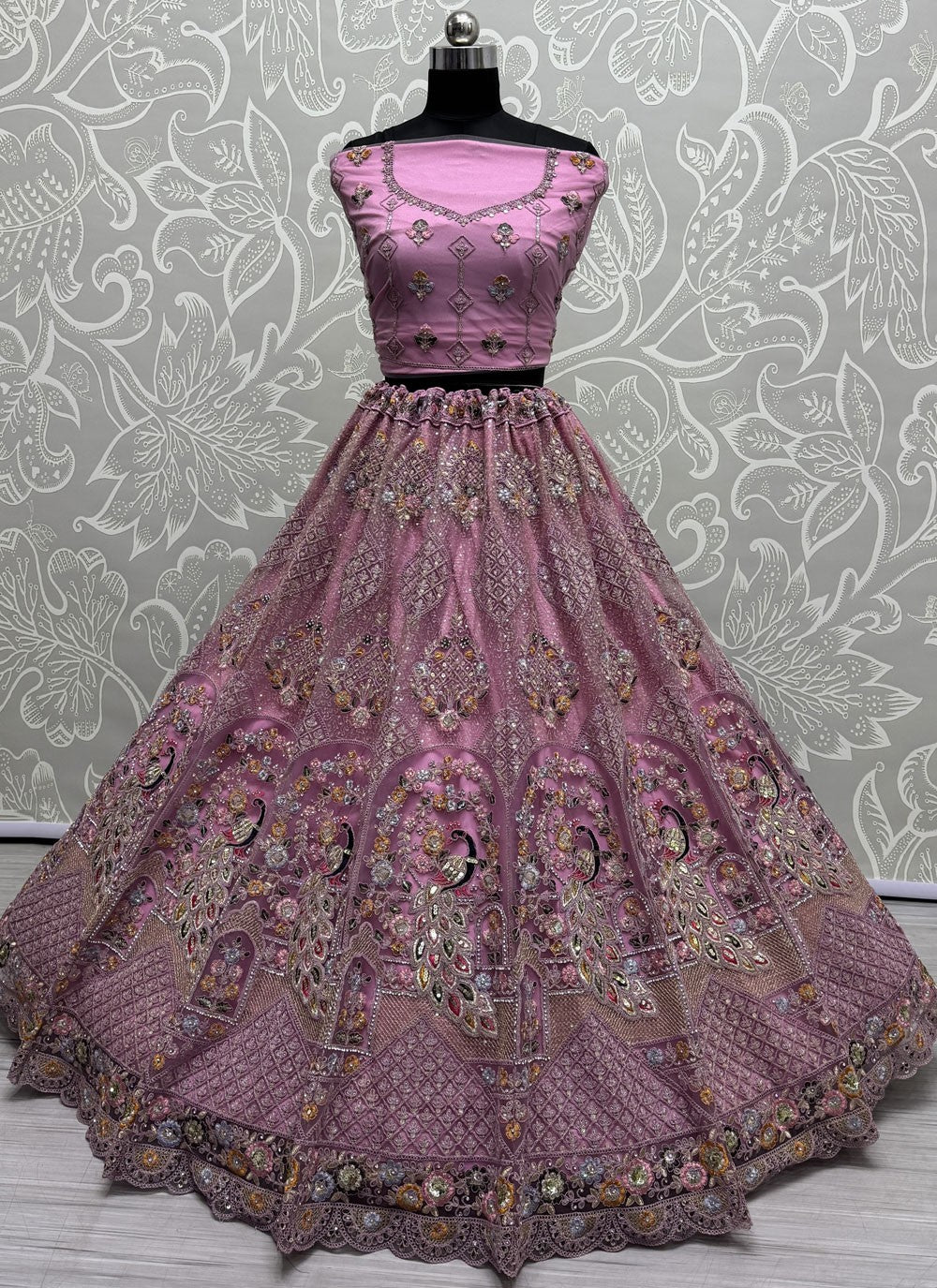 Dimond Net Magenta, Pink Lehenga - L3333