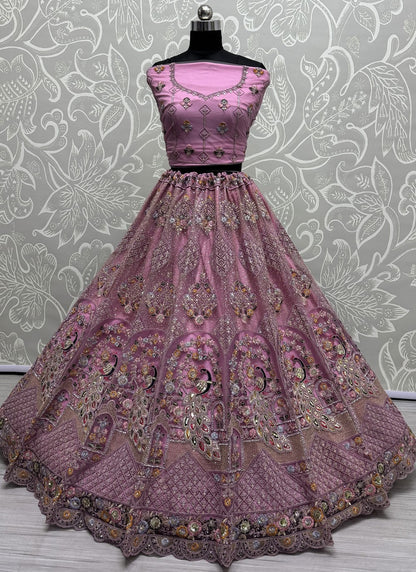 Dimond Net Magenta, Pink Lehenga - L3333