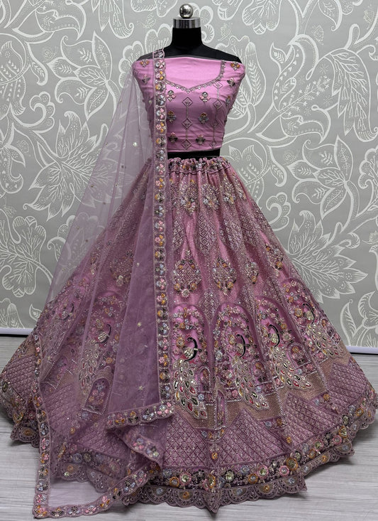 Dimond Net Magenta, Pink Lehenga - L3333