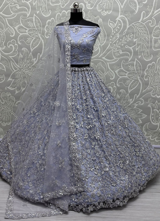 Net Engagement, Mehandi & Sangeet, Reception A - Line Lehenga L3618