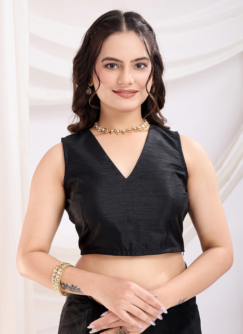 Embroidered Net Black Saree S14036