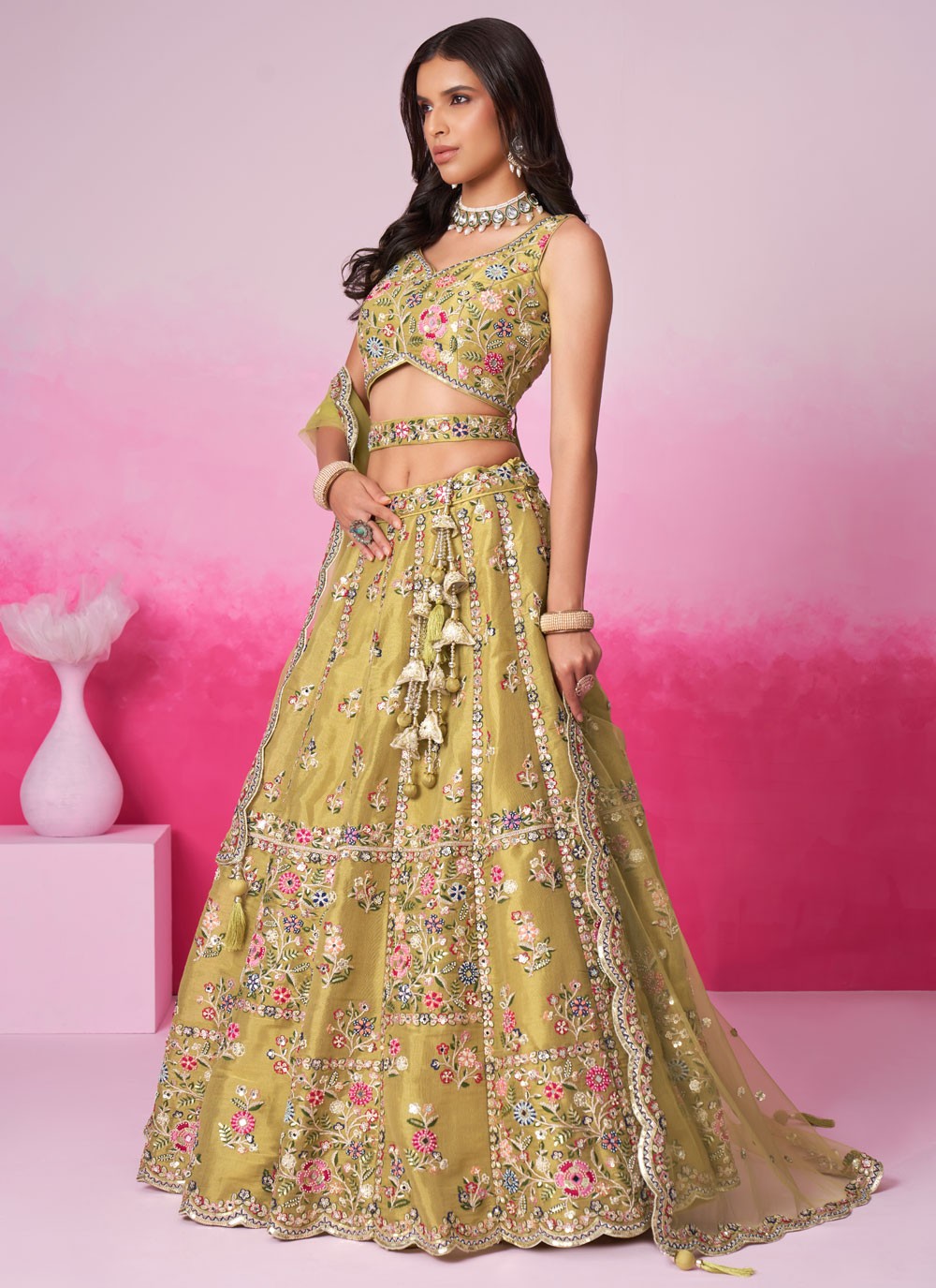 Embroidered Silk A - Line Lehenga - L2233