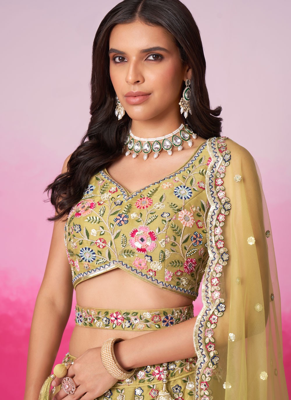 Embroidered Silk A - Line Lehenga - L2233