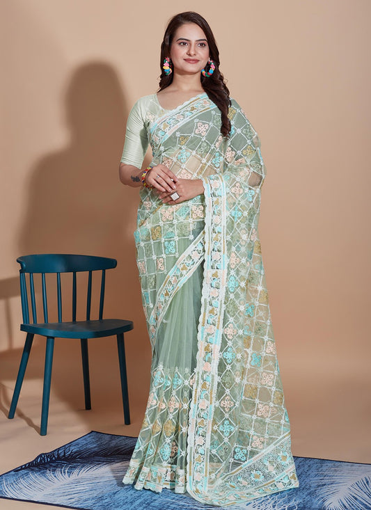 Trendy Embroidered Net Saree - S5270