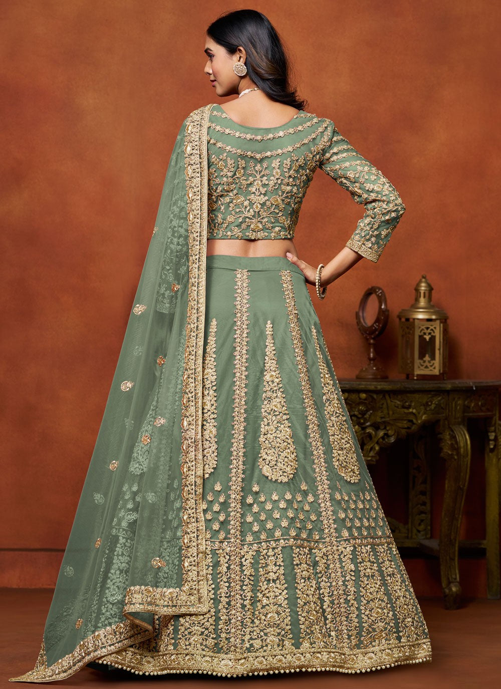 Embroidered Net A - Line Lehenga - L2773
