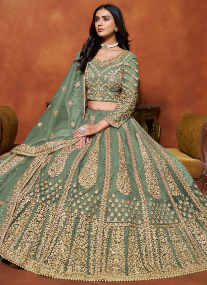 Embroidered Net A - Line Lehenga - L2773
