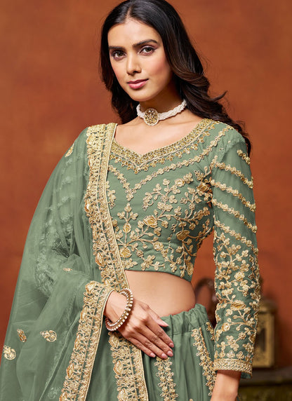 Embroidered Net A - Line Lehenga - L2773