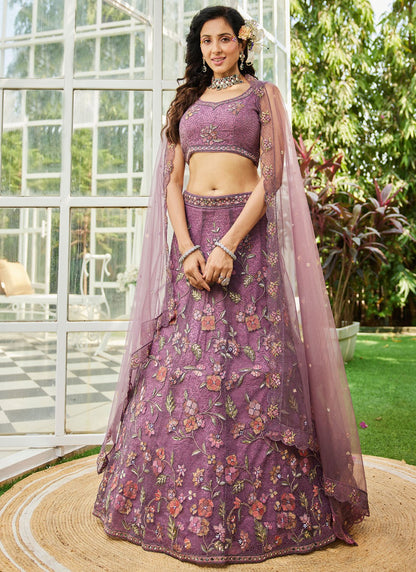 Beads Net Lavender Lehenga - L3379