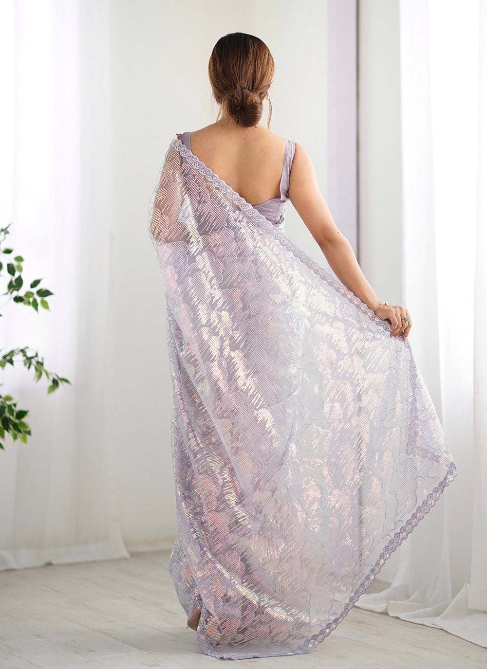 Embroidered, Sequins Net Saree - S11703