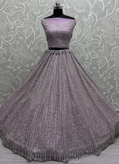 Dimond Net Lavender Lehenga - L3337