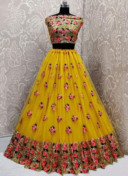 Embroidered Net A - Line Lehenga - L2845