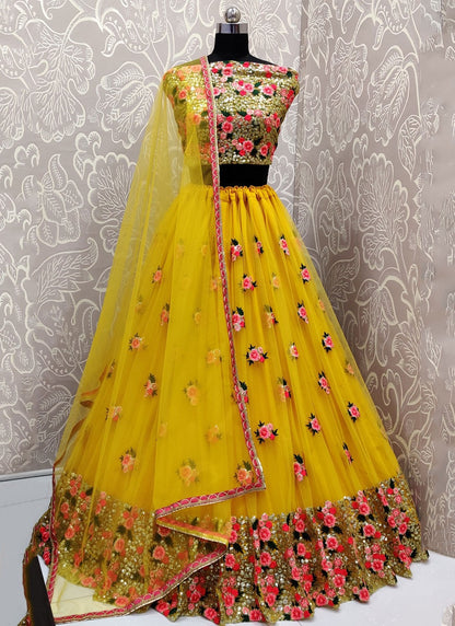 Embroidered Net A - Line Lehenga - L2845