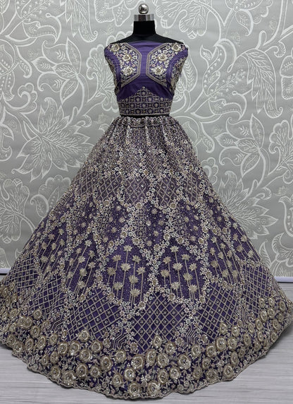 Net Engagement, Mehandi & Sangeet, Reception A - Line Lehenga L3607