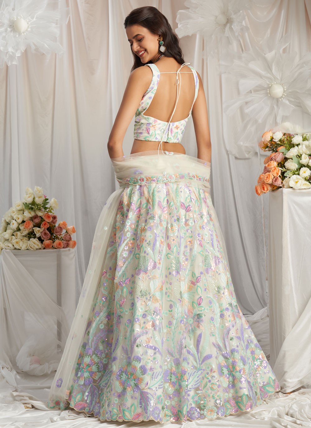 Embroidered Organza A - Line Lehenga - L2416