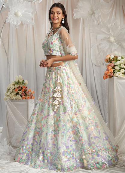 Embroidered Organza A - Line Lehenga - L2416