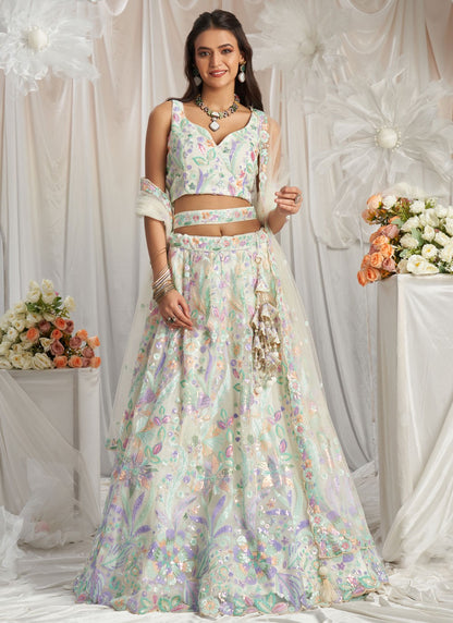 Embroidered Organza A - Line Lehenga - L2416