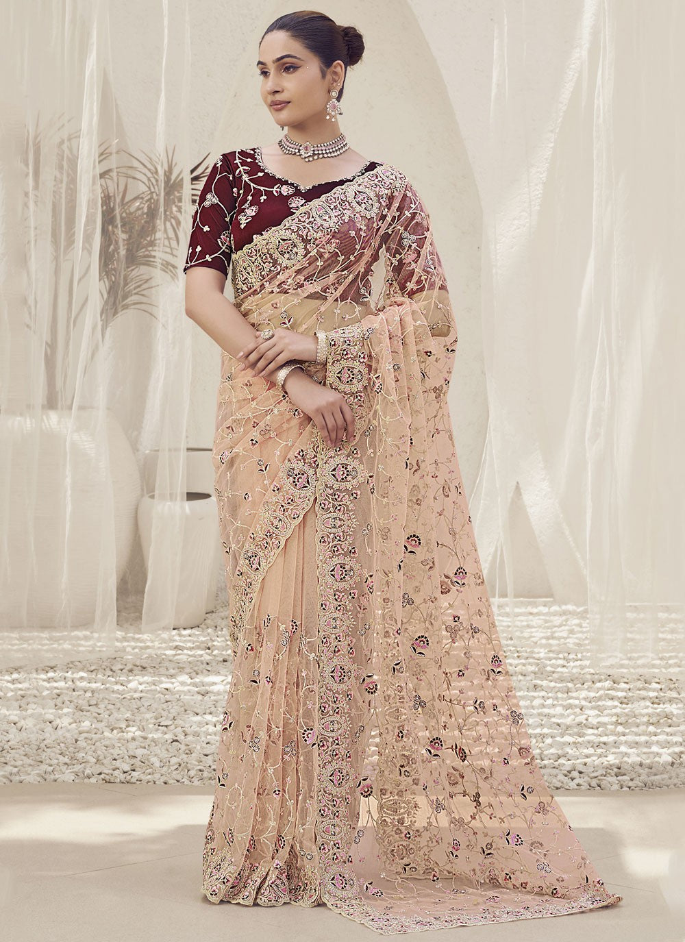 Classic Cord Fancy Fabric Saree - S8706