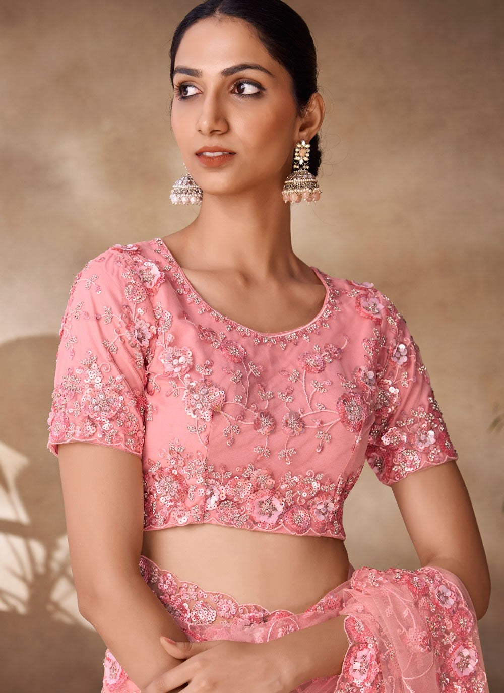 Classic Sequins Net Saree - S6568