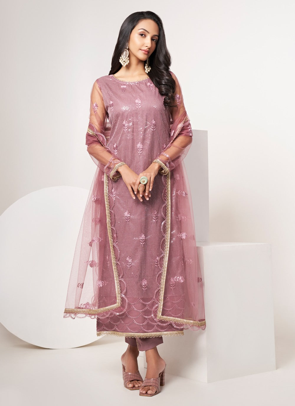 Net Salwar Suit - T1407