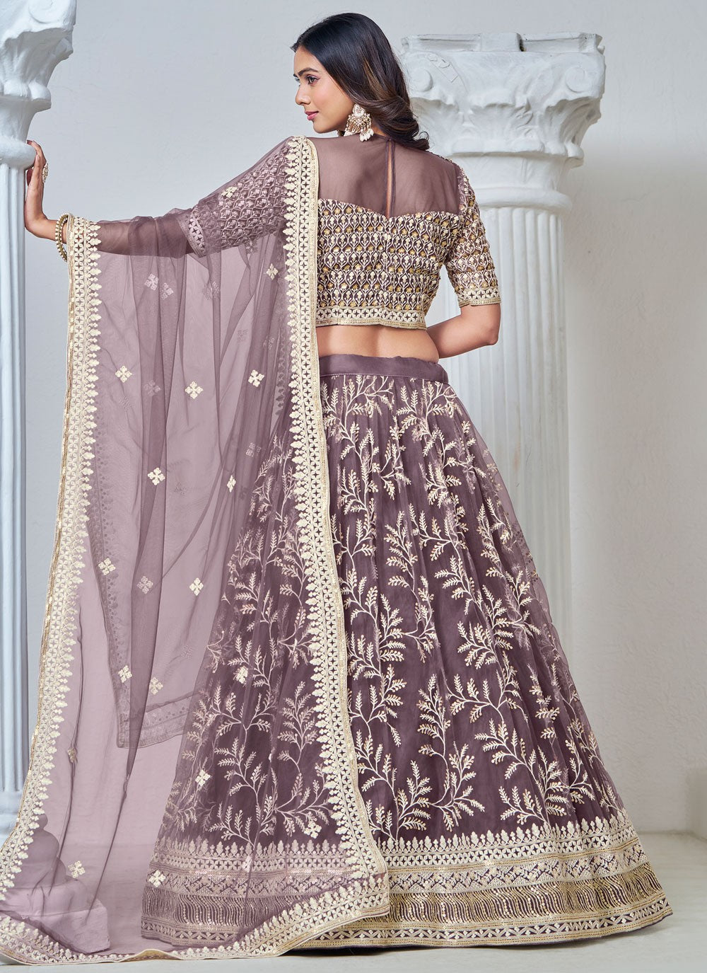 Embroidered Net Lehenga - L3031