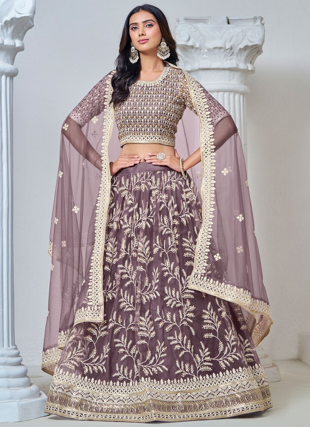 Embroidered Net Lehenga - L3031