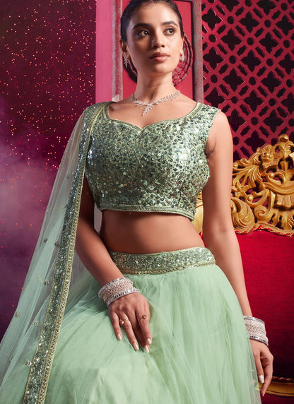 Plain Net Readymade Lehenga Choli - L2242