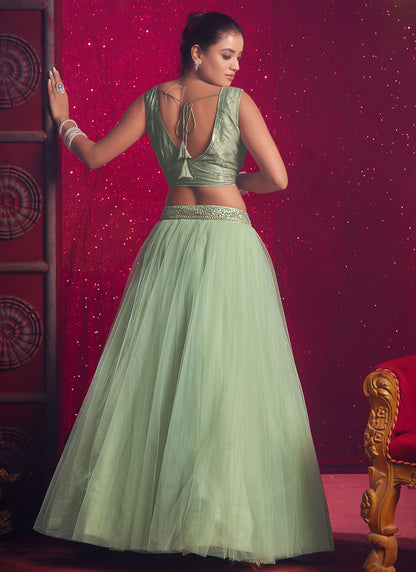 Plain Net Readymade Lehenga Choli - L2242