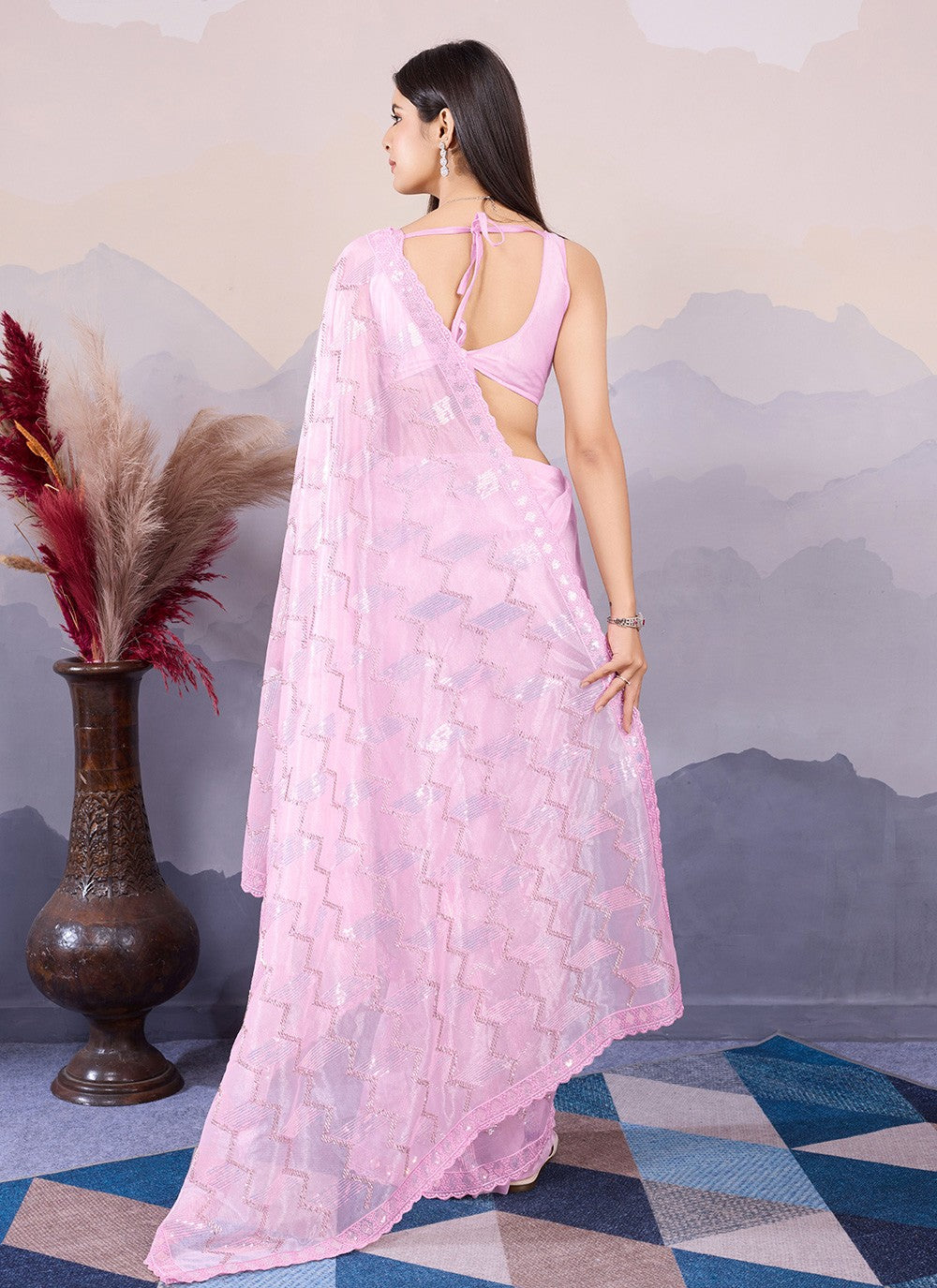 Classic Embroidered Net Saree - S8490