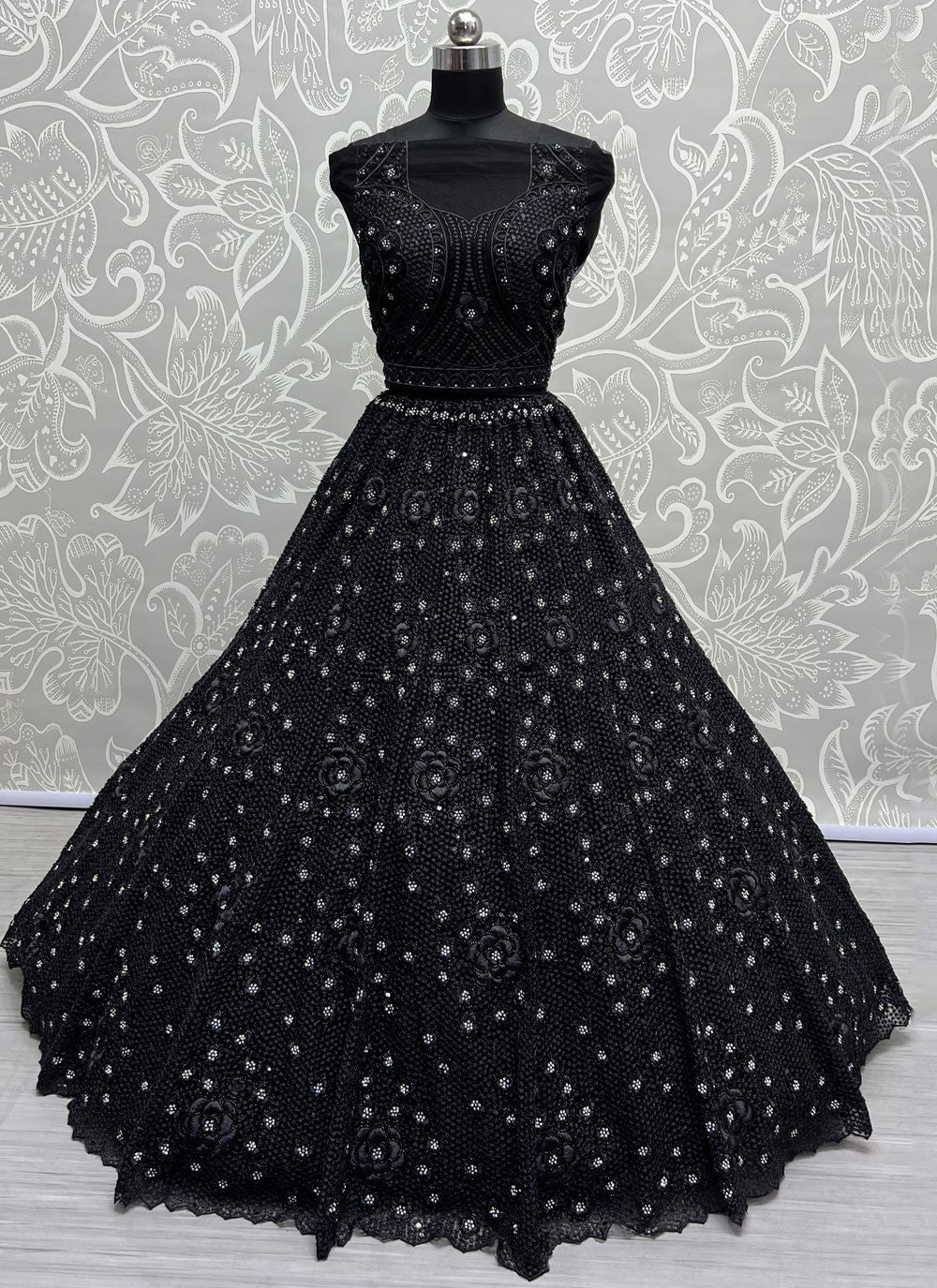 Embroidered Net A - Line Lehenga - L2093