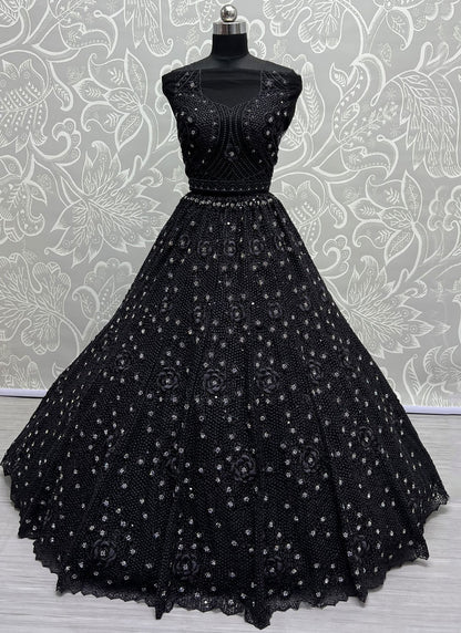 Embroidered Net A - Line Lehenga - L2093