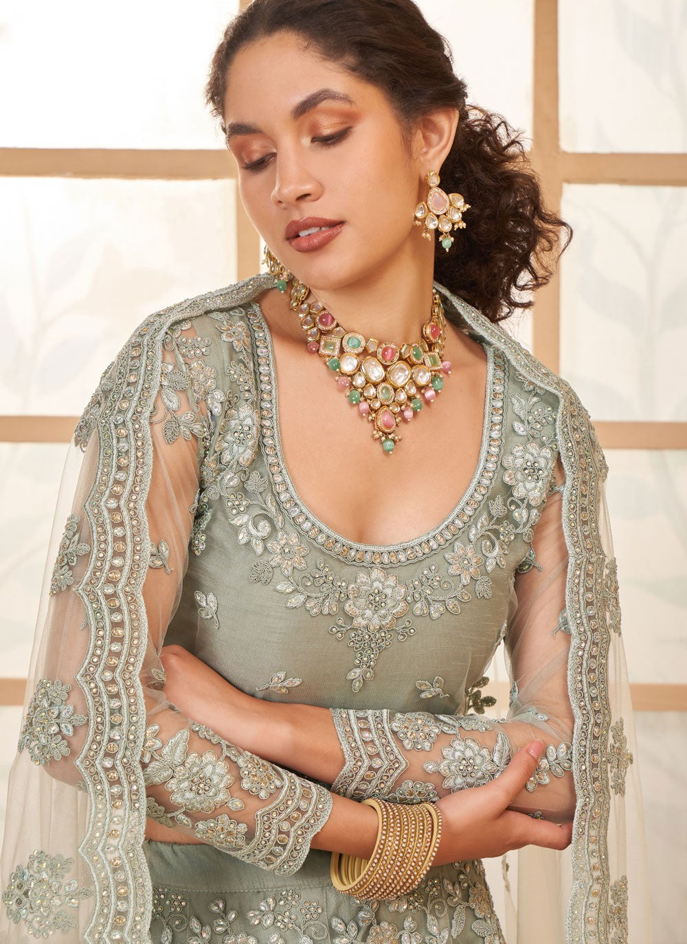Cord Net A - Line Lehenga - L2719