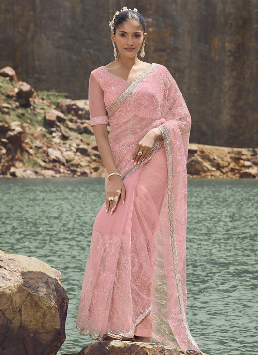 Classic Beads Net Saree - S8180