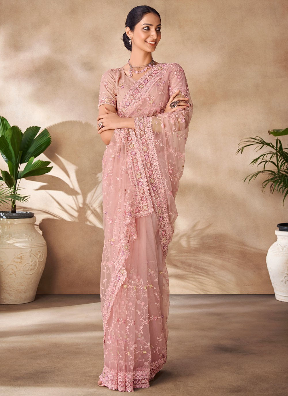 Classic Sequins Net Saree - S6568