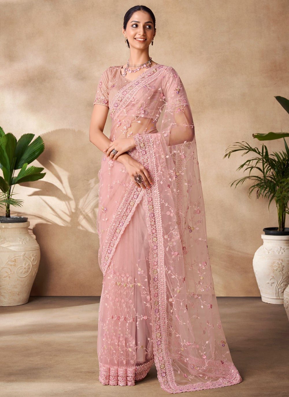 Classic Sequins Net Saree - S6568