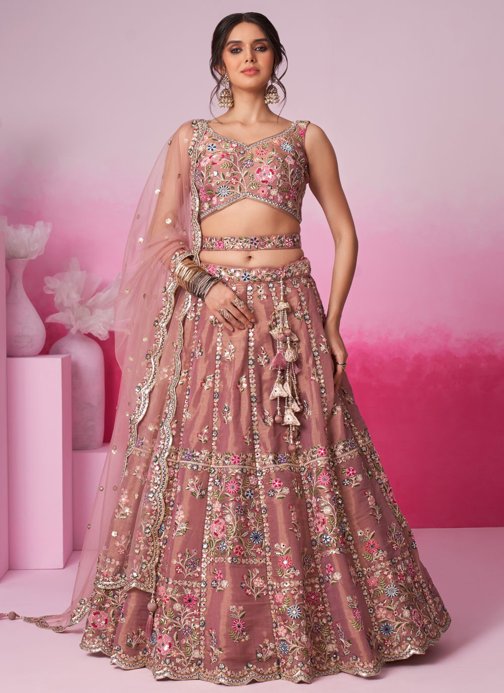 Embroidered Silk A - Line Lehenga - L2233