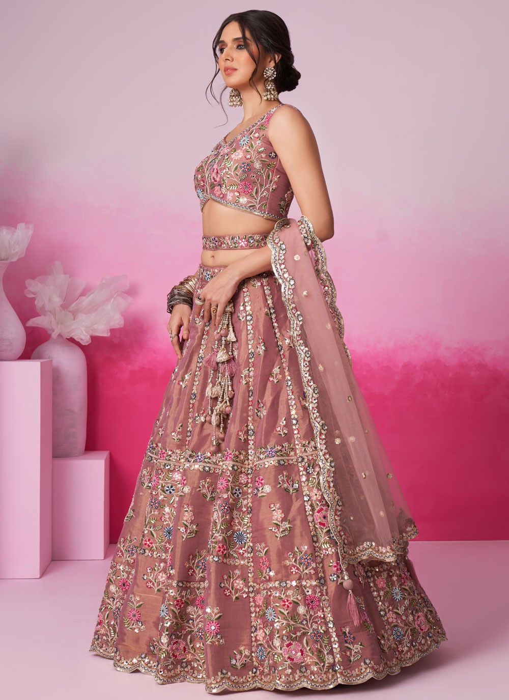 Embroidered Silk A - Line Lehenga - L2233
