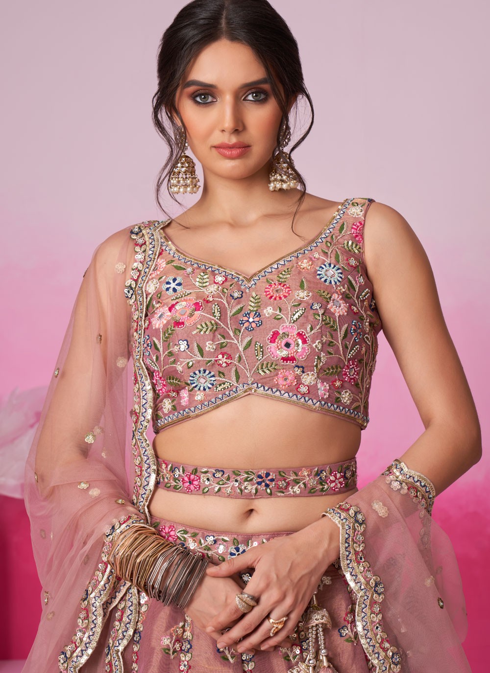 Embroidered Silk A - Line Lehenga - L2233