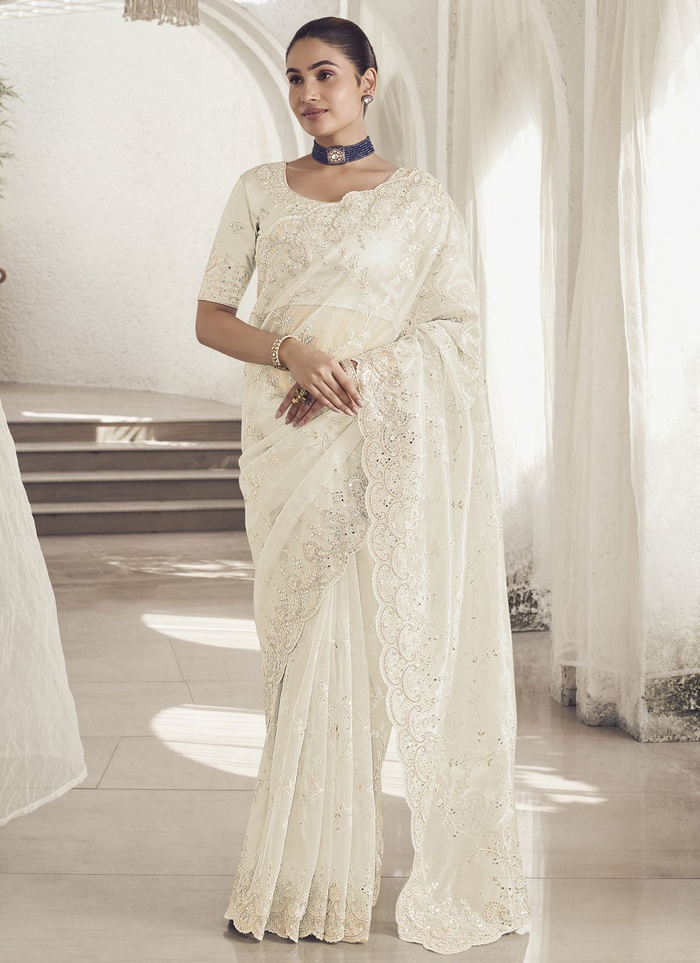 Classic Cord Fancy Fabric Saree - S8706