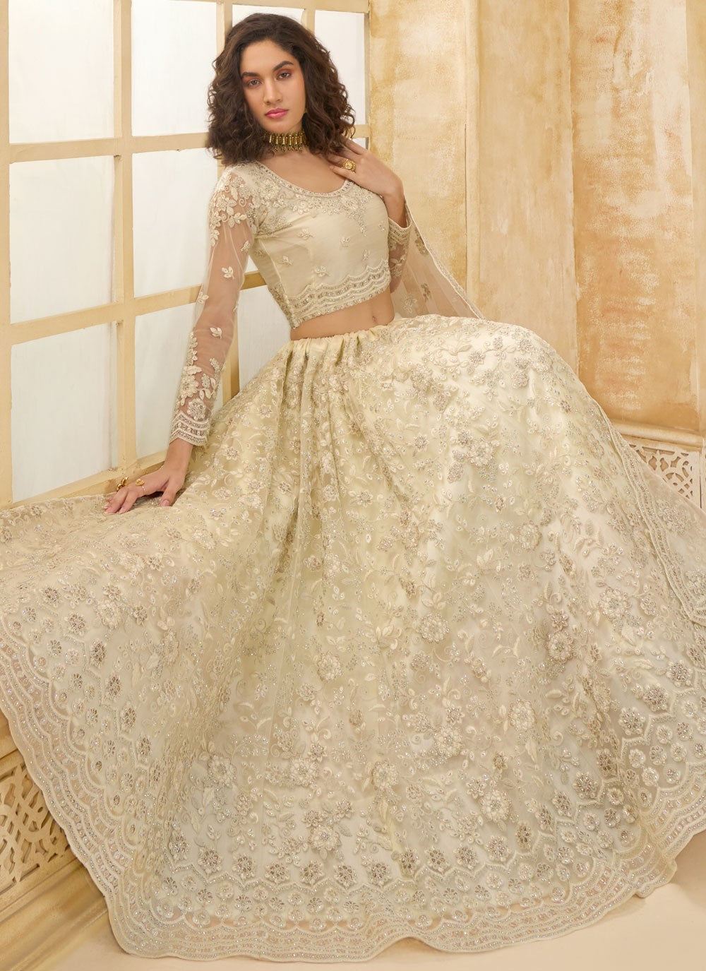 Cord Net A - Line Lehenga - L2858