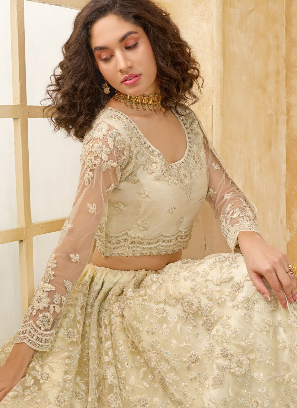 Cord Net A - Line Lehenga - L2858