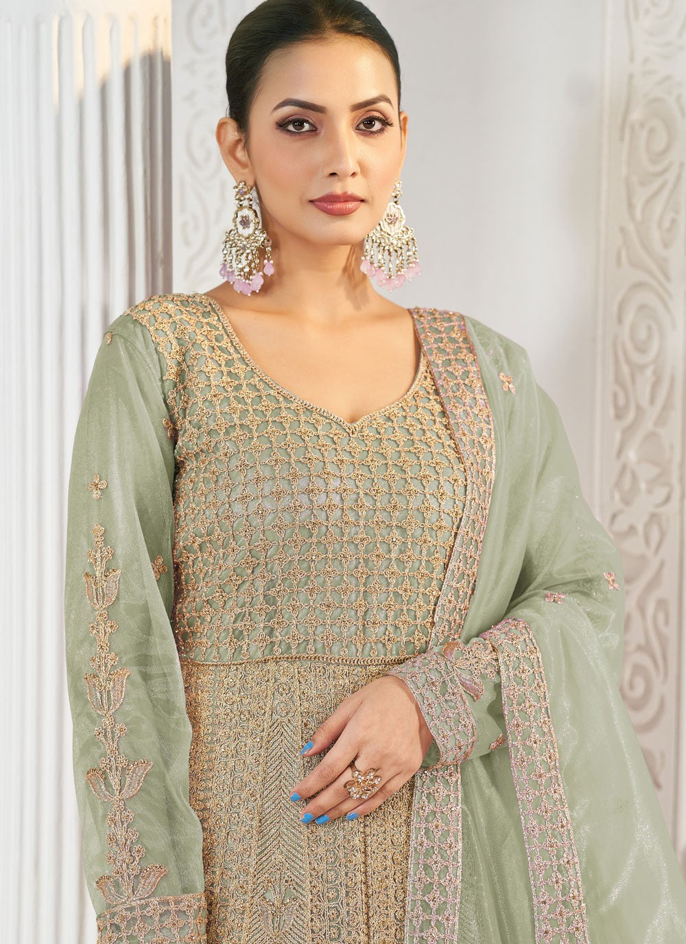 Embroidered Net Gown - G1921