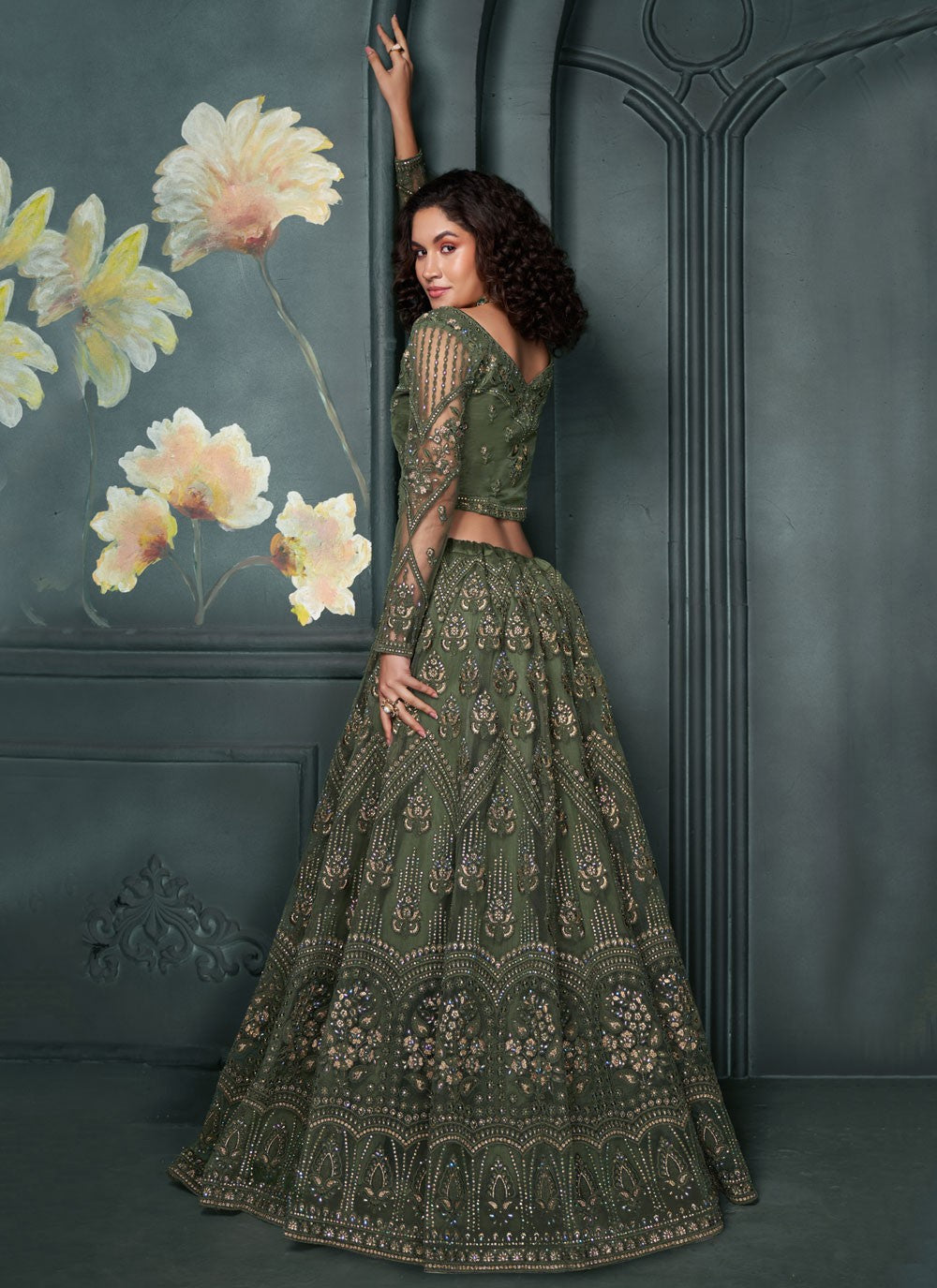 Embroidered Net A - Line Lehenga - L2216