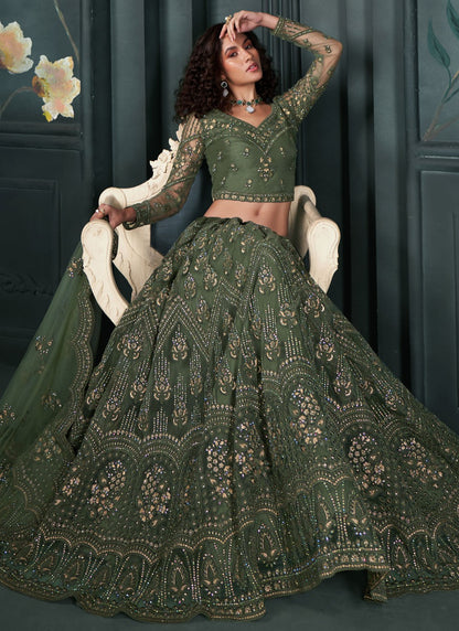 Embroidered Net A - Line Lehenga - L2216