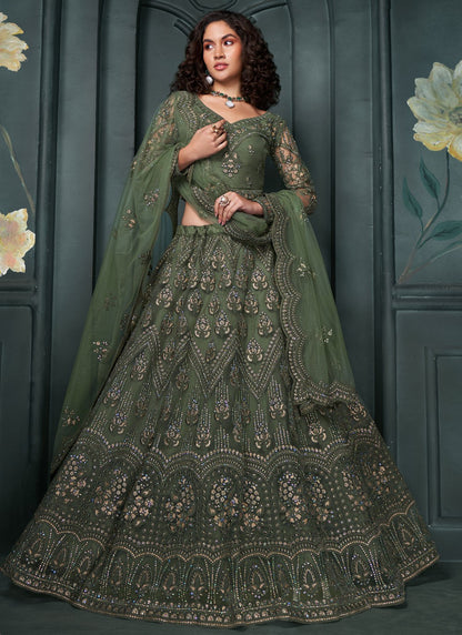 Embroidered Net A - Line Lehenga - L2216