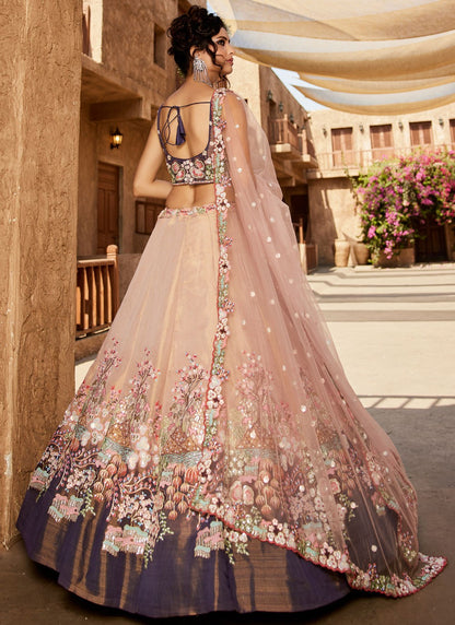 Beads Net Peach Lehenga Choli L3755