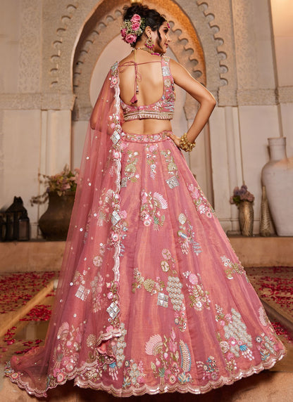 Net Engagement, Mehandi & Sangeet, Reception, Wedding A - Line Lehenga L3535
