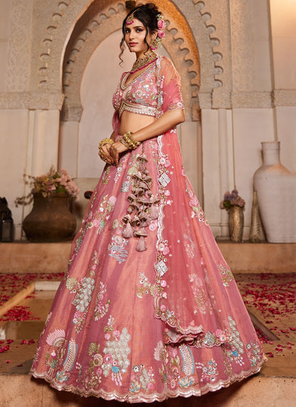 Net Engagement, Mehandi & Sangeet, Reception, Wedding A - Line Lehenga L3535