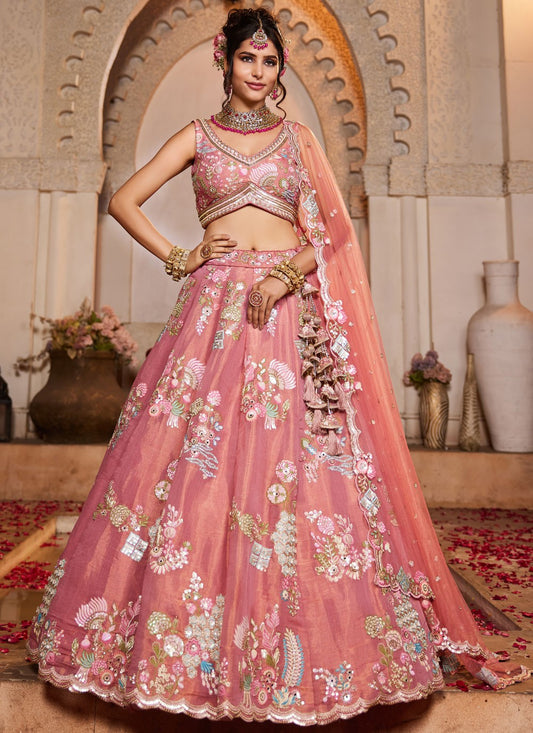 Net Engagement, Mehandi & Sangeet, Reception, Wedding A - Line Lehenga L3535