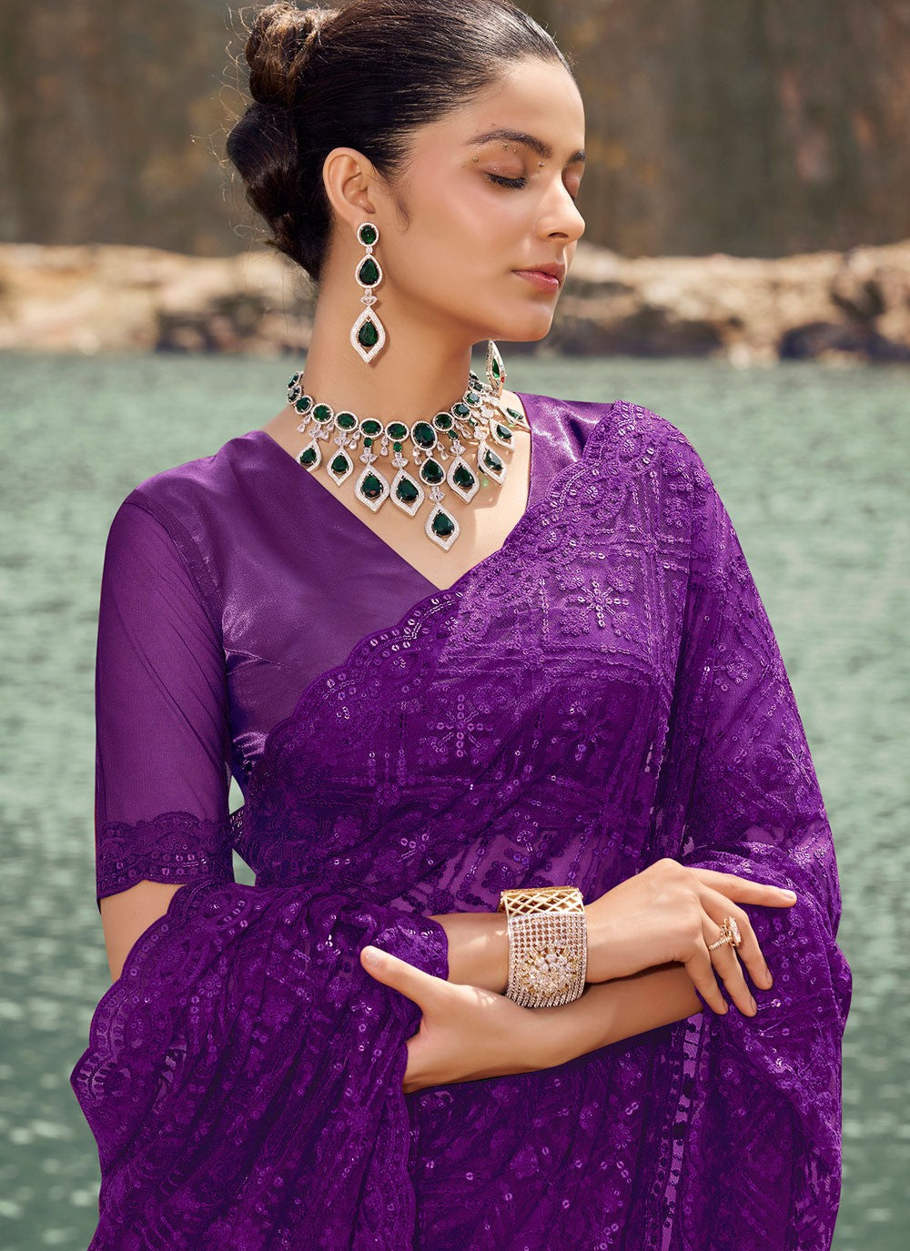 Classic Sequins Net Saree - S7760