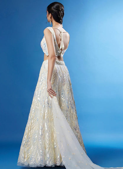 Embroidered Net A - Line Lehenga - L2351